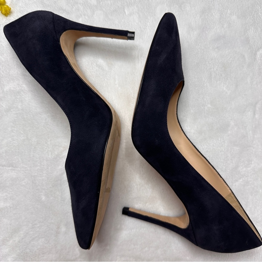 L'Agence Eloise Suede Leather Pumps Heels in Navy Blue Women's EU 39.5/ US 9.5 - Picture 9 of 13
